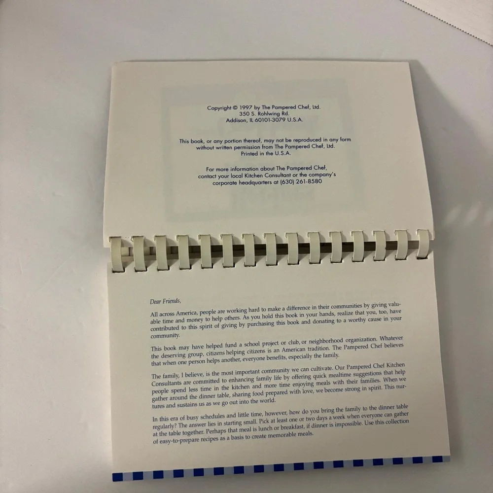 Pampered Chef Recipes from the Heart Cookbook 1997 Spiral Bound Recipe Book